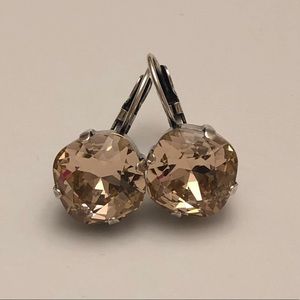 Cushion cut earrings with Swarovski Crystals